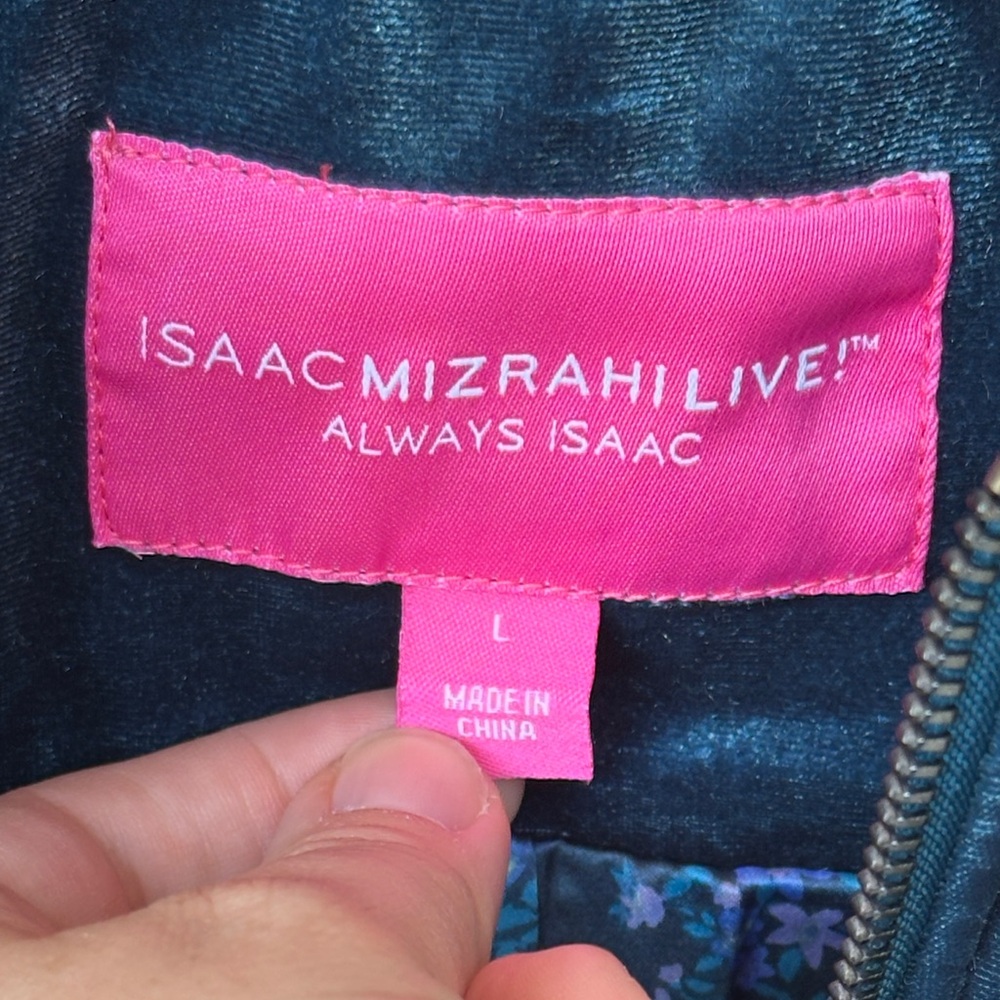 Isaac Mizrahi Live! Always Isaac Women’s Teal Velvet Jacket, size Large - Picture 3 of 8